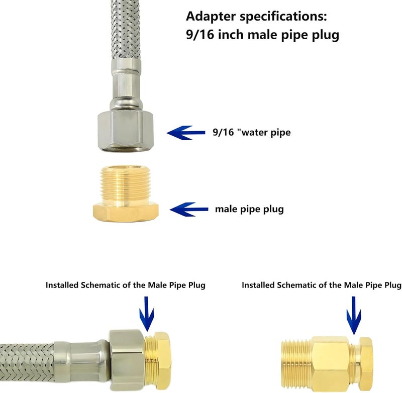 AimatRun 9/16" Male Threaded Plug, Brass Hex Socket Pipe End Cap Fitting, Blanked Stop Nut Cover, Globe Valve Pipe Plug. For kitchen faucet hot/cold water pipes, RV water pipe joints, radiator valves. 2 pcs. - Image 4